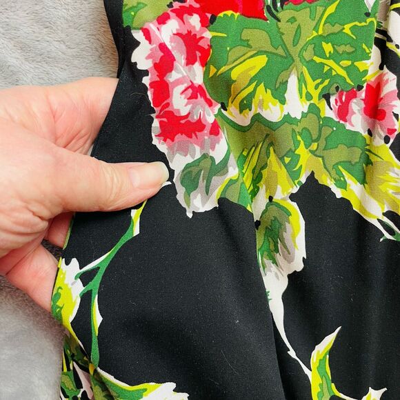 Trashy Diva Pinup Dress Womens 14 Floral Retro Deck of Cards Ace Queen of Hearts - Picture 7 of 10